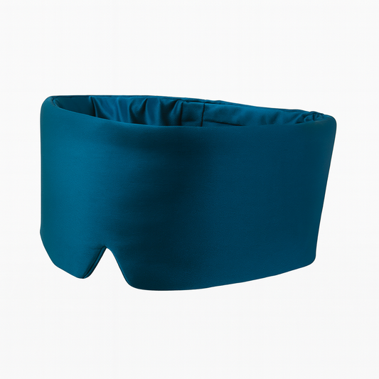 Mascherina per dormire in seta 3D – Riduzione rumore | Blu pavone - BellaSeta