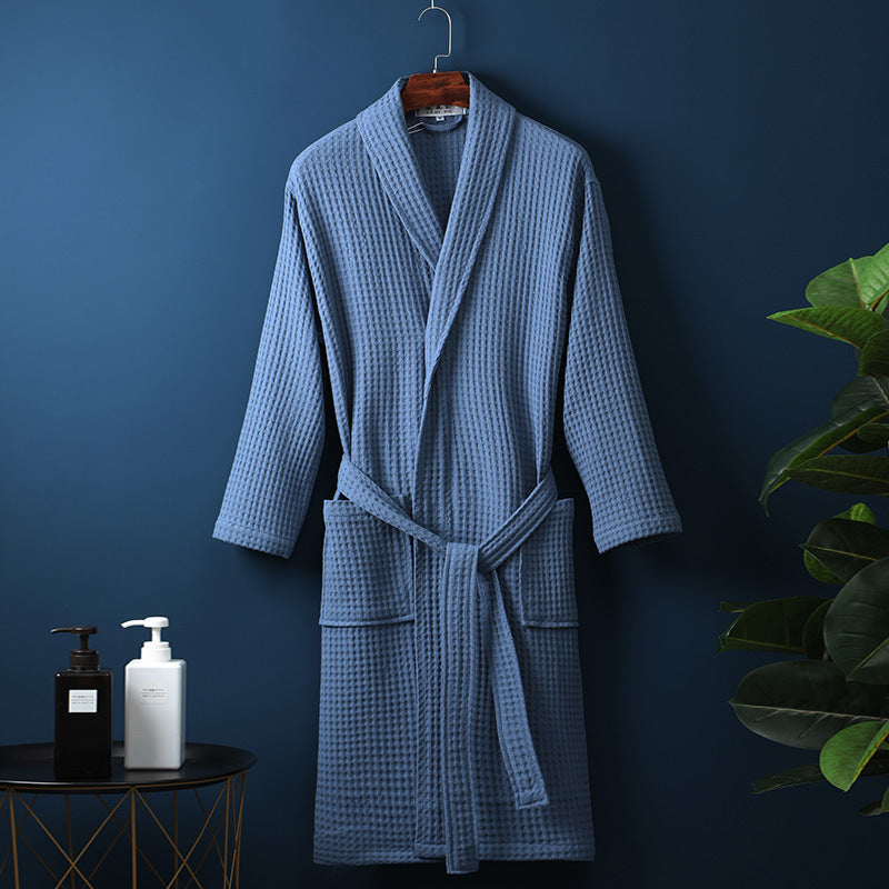 accappatoio lungo unisex in cotone nido in colore Blu Marino elegante e leggero