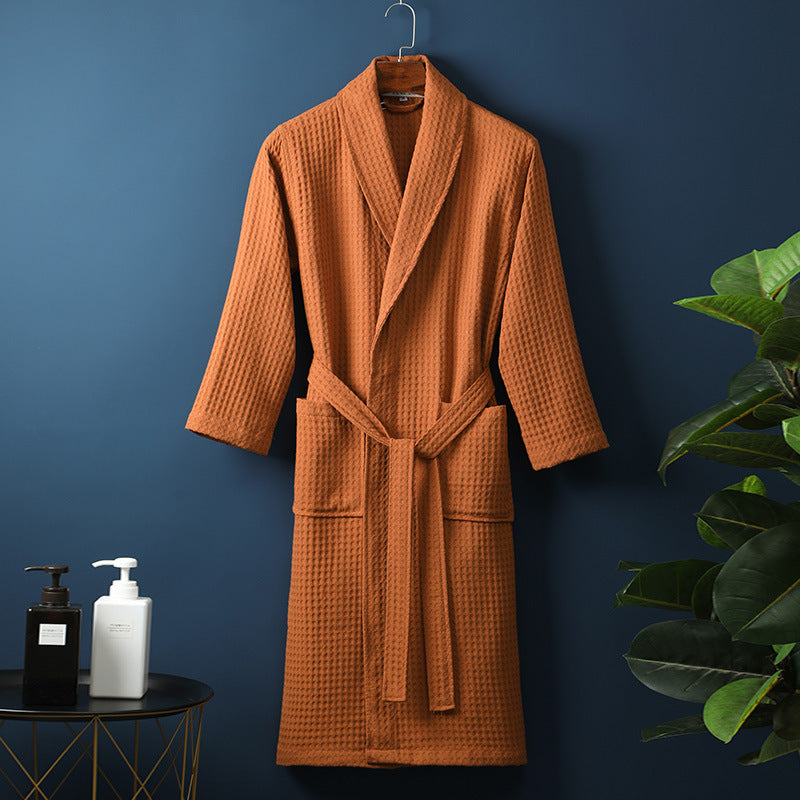 accappatoio lungo unisex in cotone nido d’ape arancione moderno e leggero