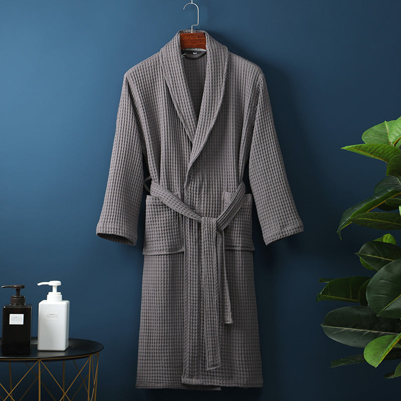 accappatoio lungo unisex in cotone nido d’ape grigio moderno ed elegante
