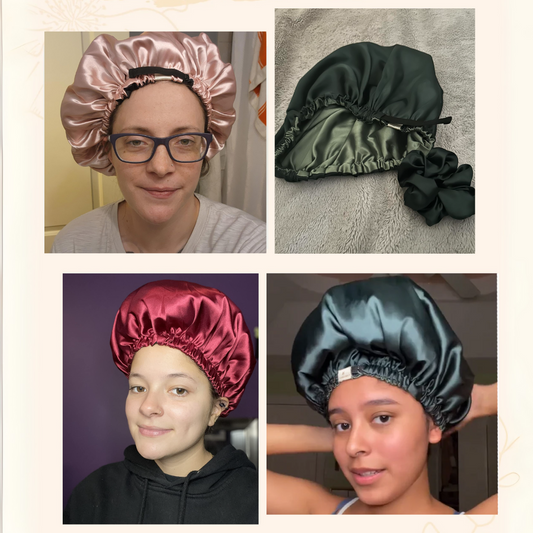 EDIZIONE LIMITATA |Cuffia per capelli in raso reversibile con elastico | Orchidea - BellaSeta