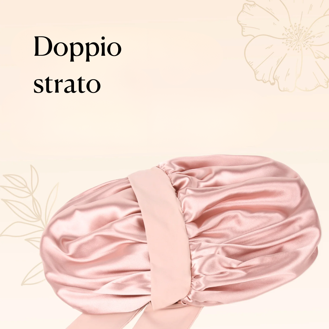 Doppio strato cuffia in seta | Rosa - BellaSeta