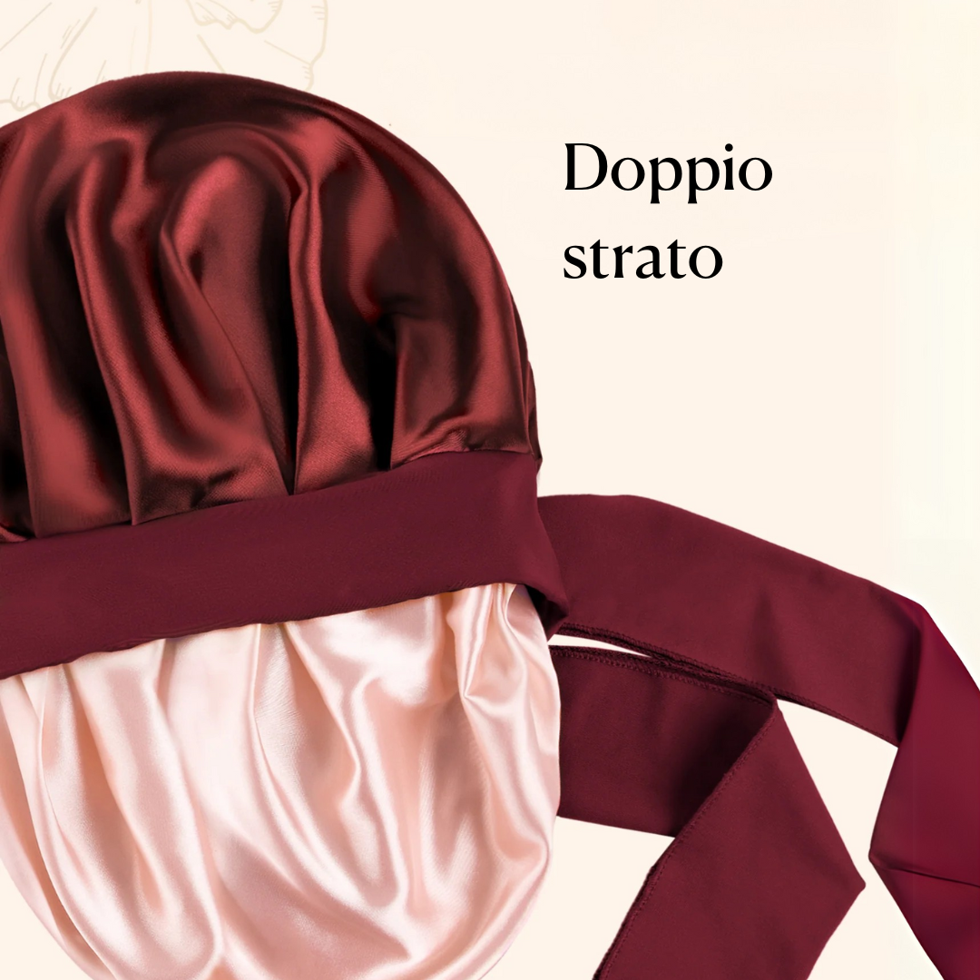 Doppio strato cuffia in seta | Vino Rosso - BellaSeta