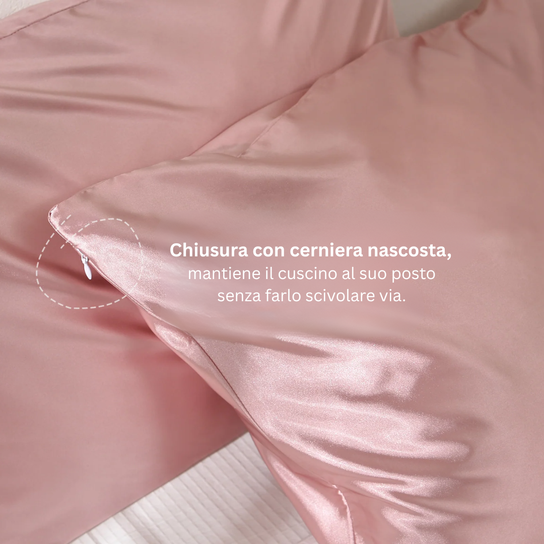 federa in seta rosa Bellaseta con cerniera nascosta