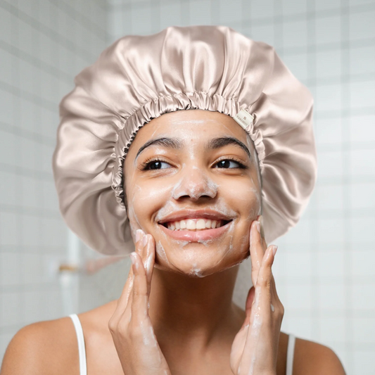 Cuffia per capelli in raso reversibile con elastico | Champagne - BellaSeta