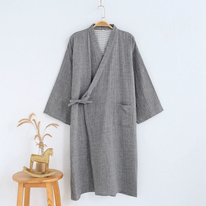 kimono accappatoio unisex leggero grigio perla elegante con cintura