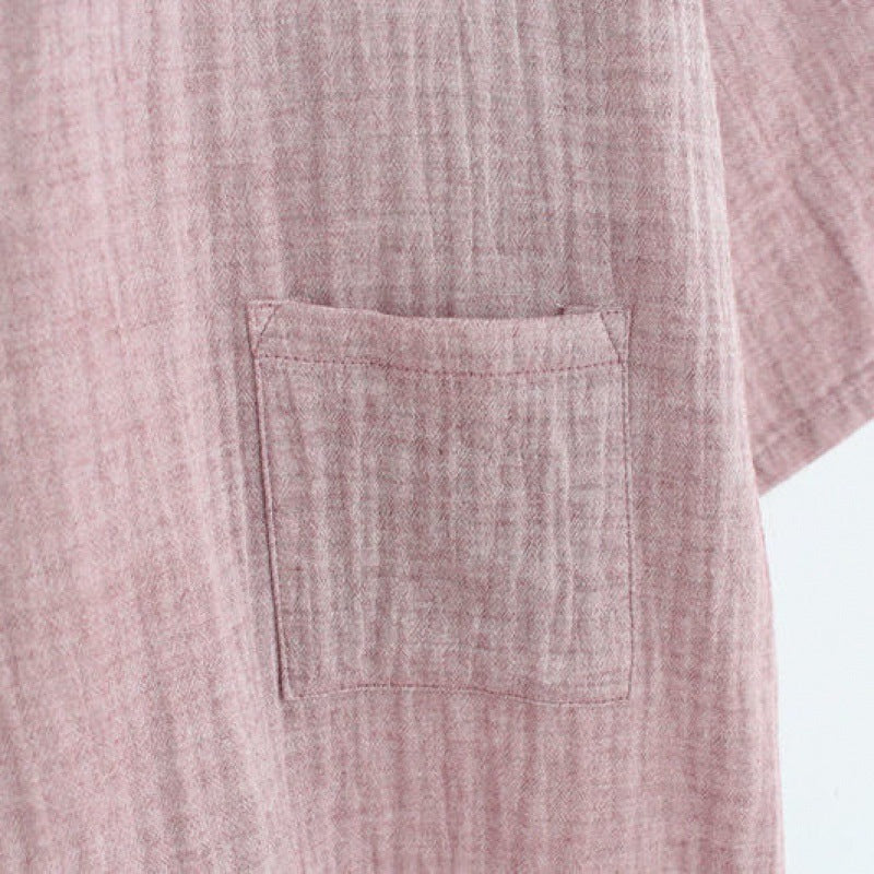 dettaglio tasca kimono accappatoio unisex leggero rosa cipria
