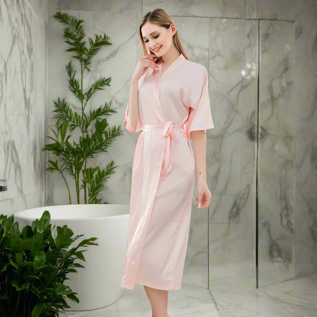 Kimono blusa larga da donna in stile yukata rosa – BellaSeta