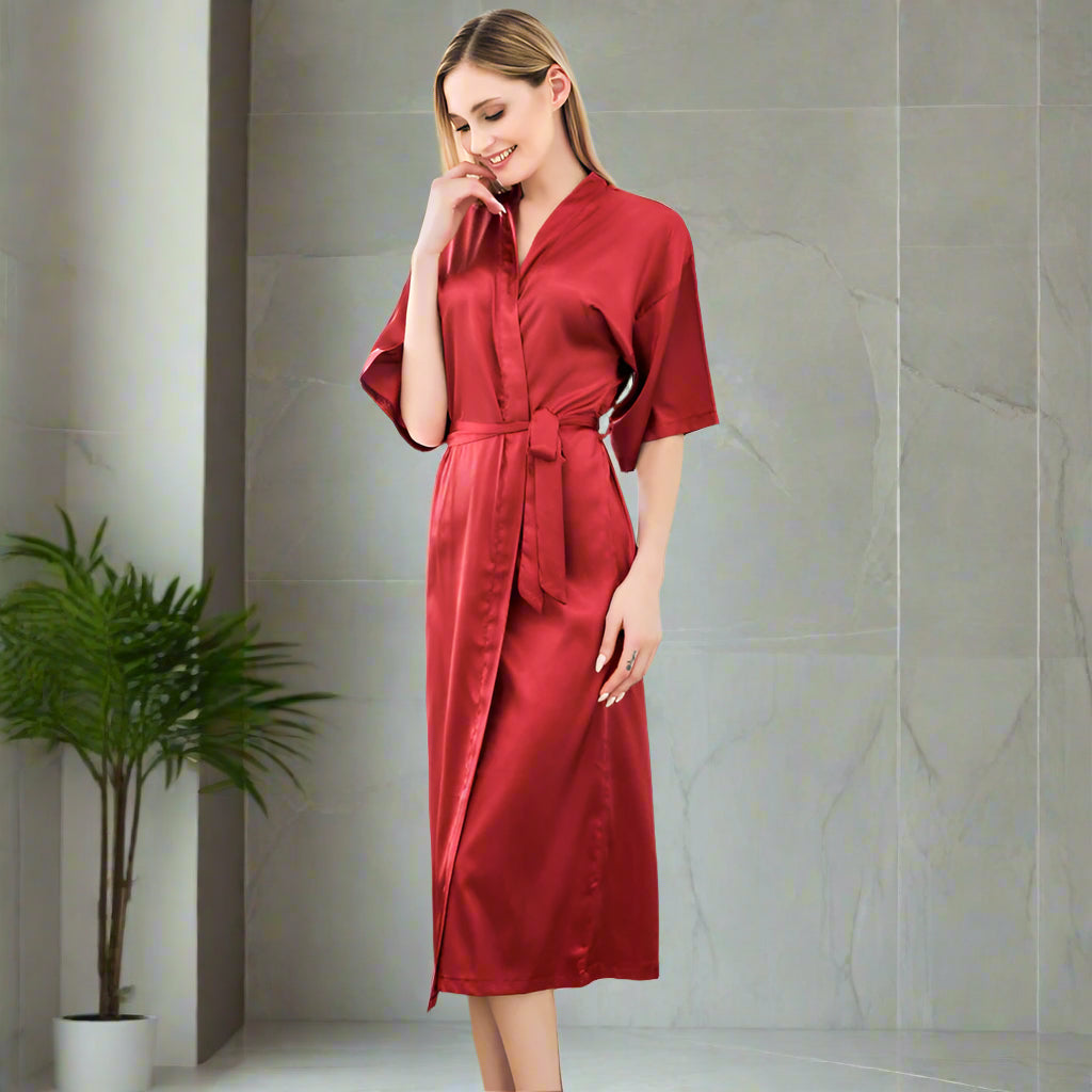 Kimono blusa larga da donna in stile yukata rosso – BellaSeta
