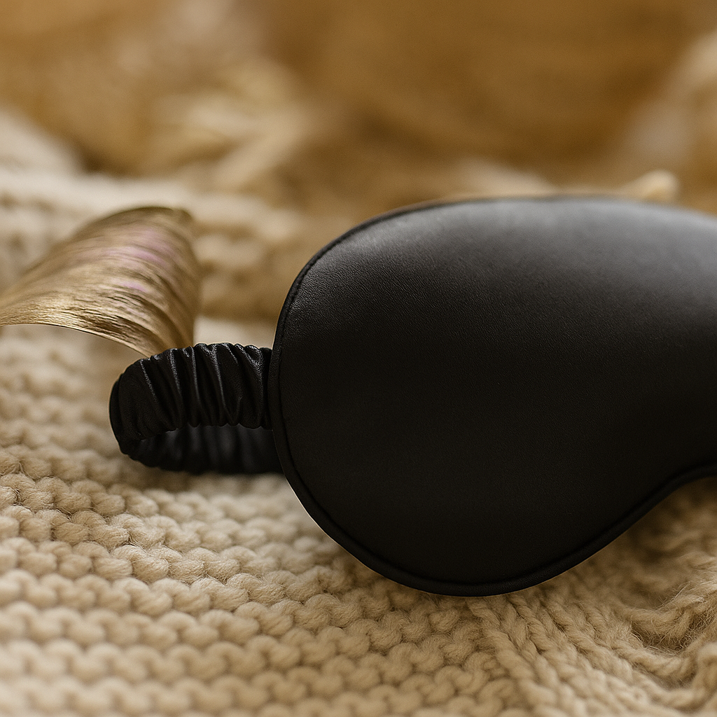 Mascherina in seta nera per dormire – elegante e confortevole, Bellaseta