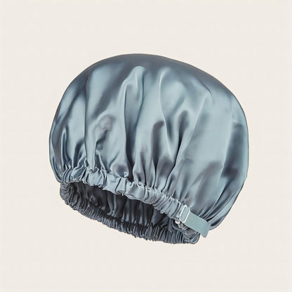 Cuffia per capelli in seta colore blu con elastico regolabile
