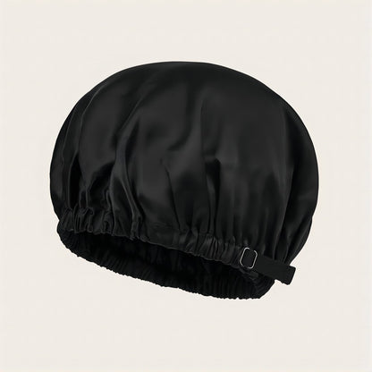 Cuffia per capelli in seta colore nero con elastico regolabile