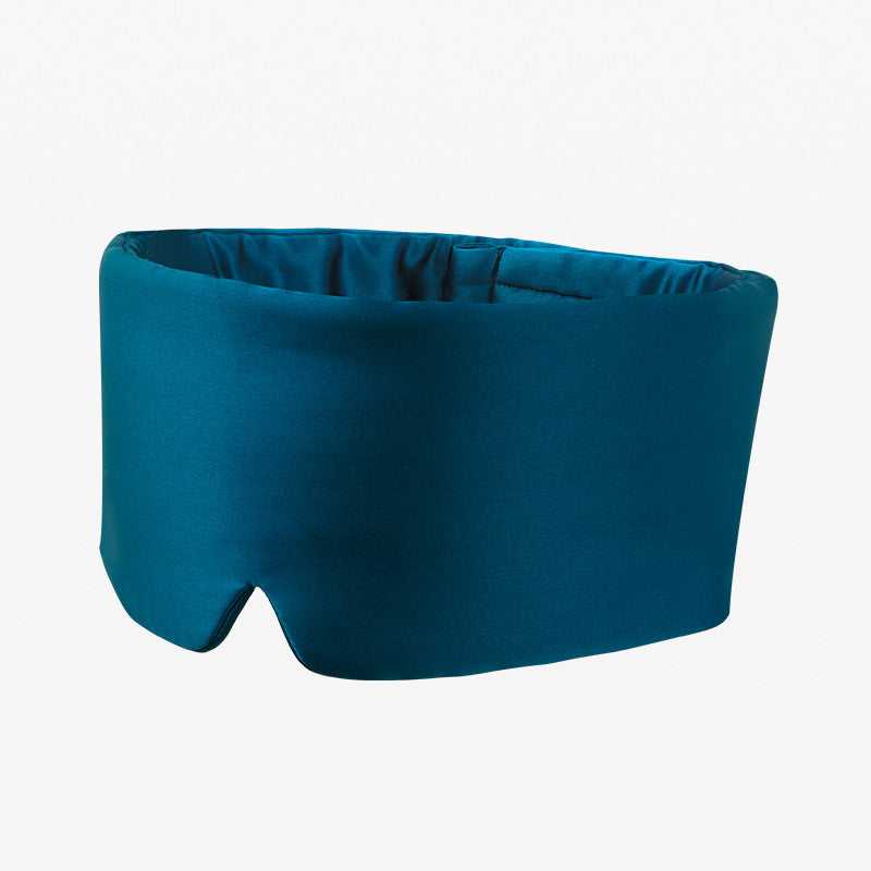 Mascherina per dormire in seta 3D blu che copre occhi e orecchie, riduzione rumore