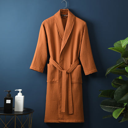 accappatoio lungo unisex in cotone nido d’ape arancione moderno e leggero