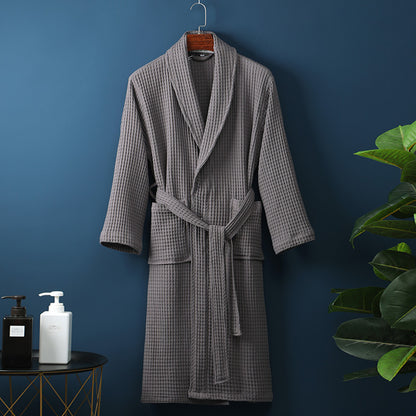 accappatoio lungo unisex in cotone nido d’ape grigio moderno ed elegante