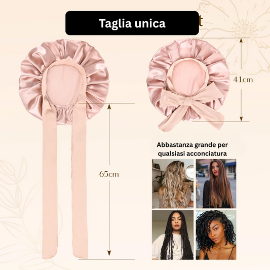 Doppio strato cuffia in seta | Rosa - BellaSeta