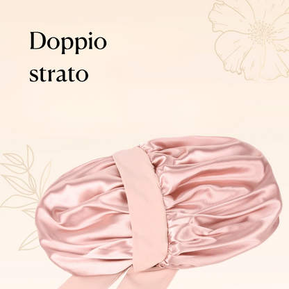 Doppio strato cuffia in seta | Rosa - BellaSeta