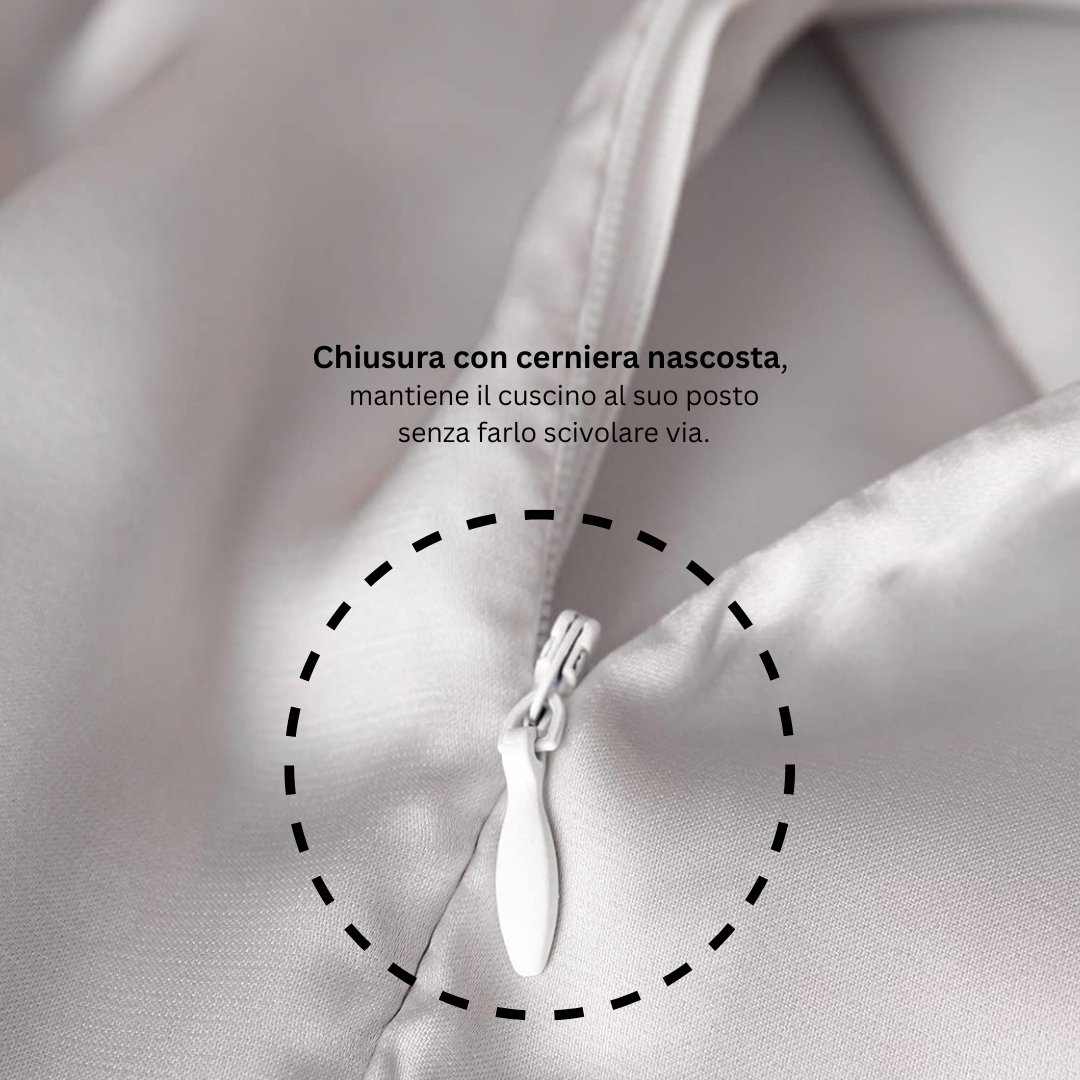 Federa in seta grigo orgetno Bella Seta – con shiusura con cerniera nascosta