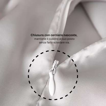 Federa in seta grigo orgetno Bella Seta – con shiusura con cerniera nascosta
