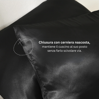 federa in seta nera Bellaseta con chiusura con cerniera nascosta