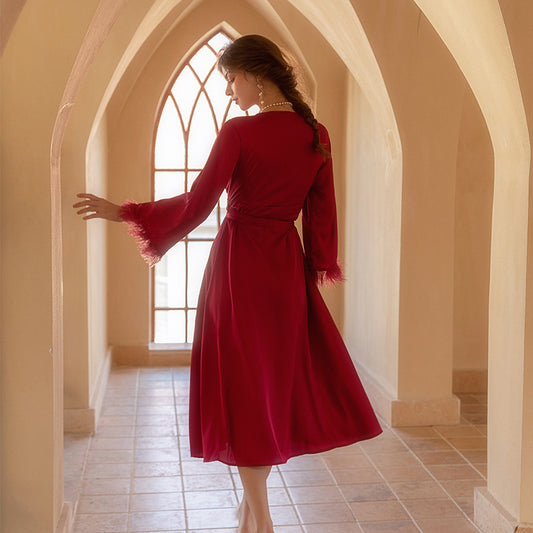 Kimono lungo da sposa in raso – Accappatoio elegante in satin - BellaSeta