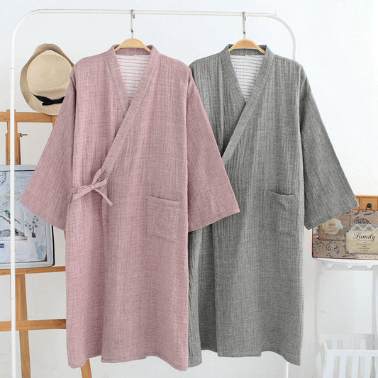 kimono accappatoio unisex leggero rosa cipria stile giapponese con cintura