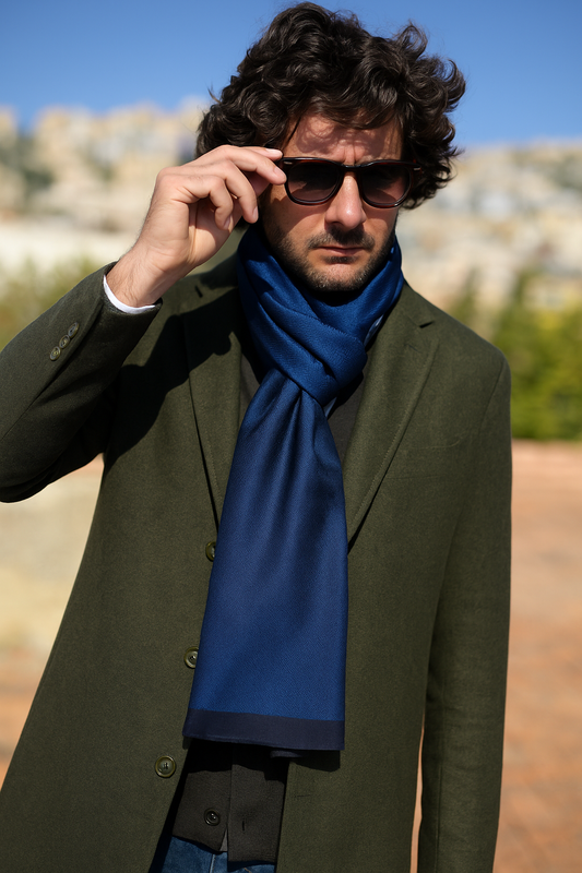 Sciarpa Uomo in Seta Crepe Satin a Doppio Strato - BellaSeta